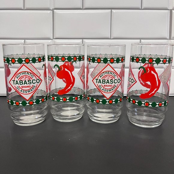 Indiana Glass Dining Vintage Tabasco Drinking Glasses Set Of 4 New